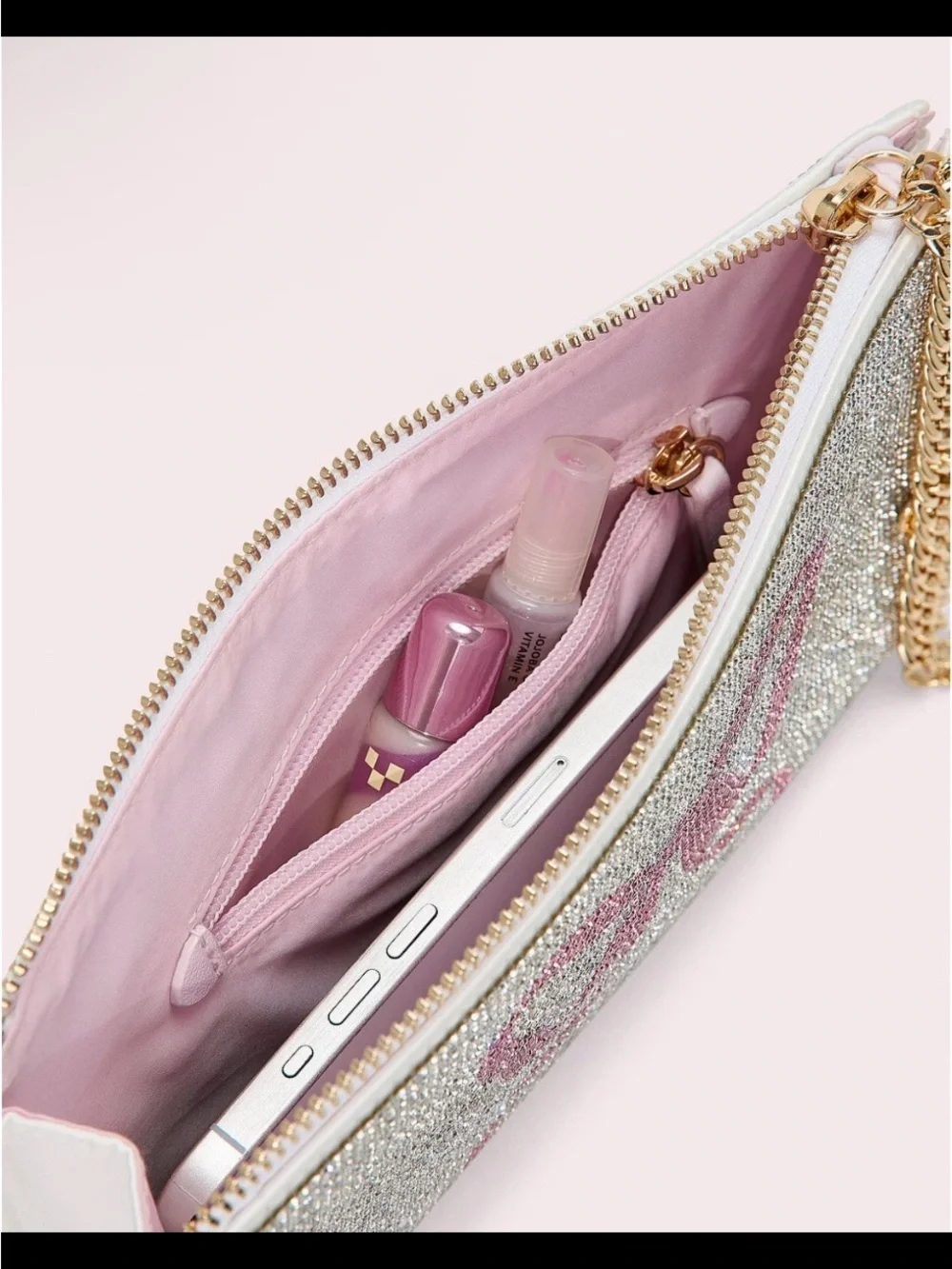 PINK x LoveShackFancy Wristlet Pouch VS White Pink Lollipop